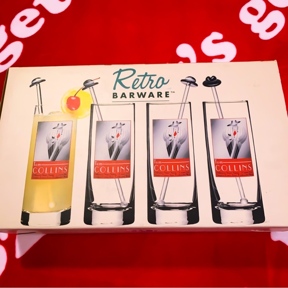 Retro Barware Dining Rare Nwtnip 8 Piece Tom Collins Glasses
